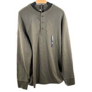 NWT Lands' End Long Sleeve Dark Green Men’s Henley Thermal, Size Extra Large